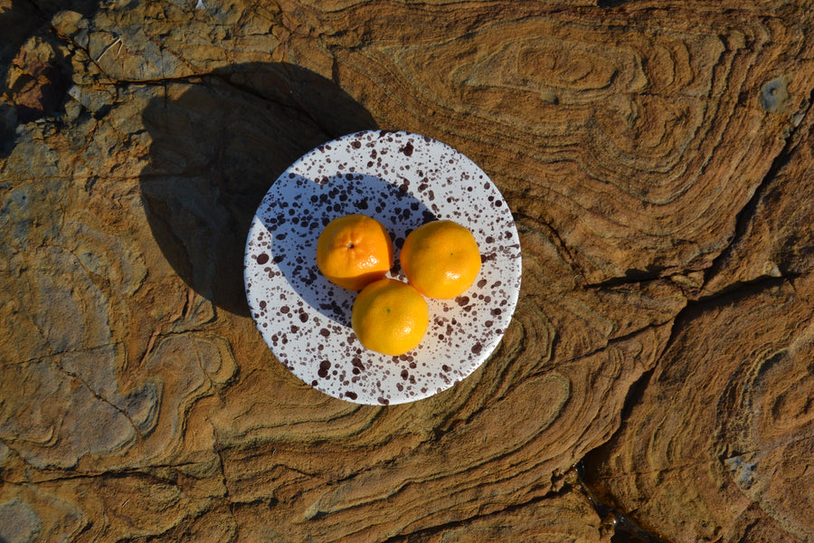 Ceramic Cake Stand, Cream and Brown