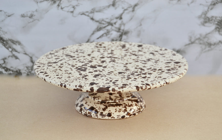 Ceramic Cake Stand, Cream and Brown