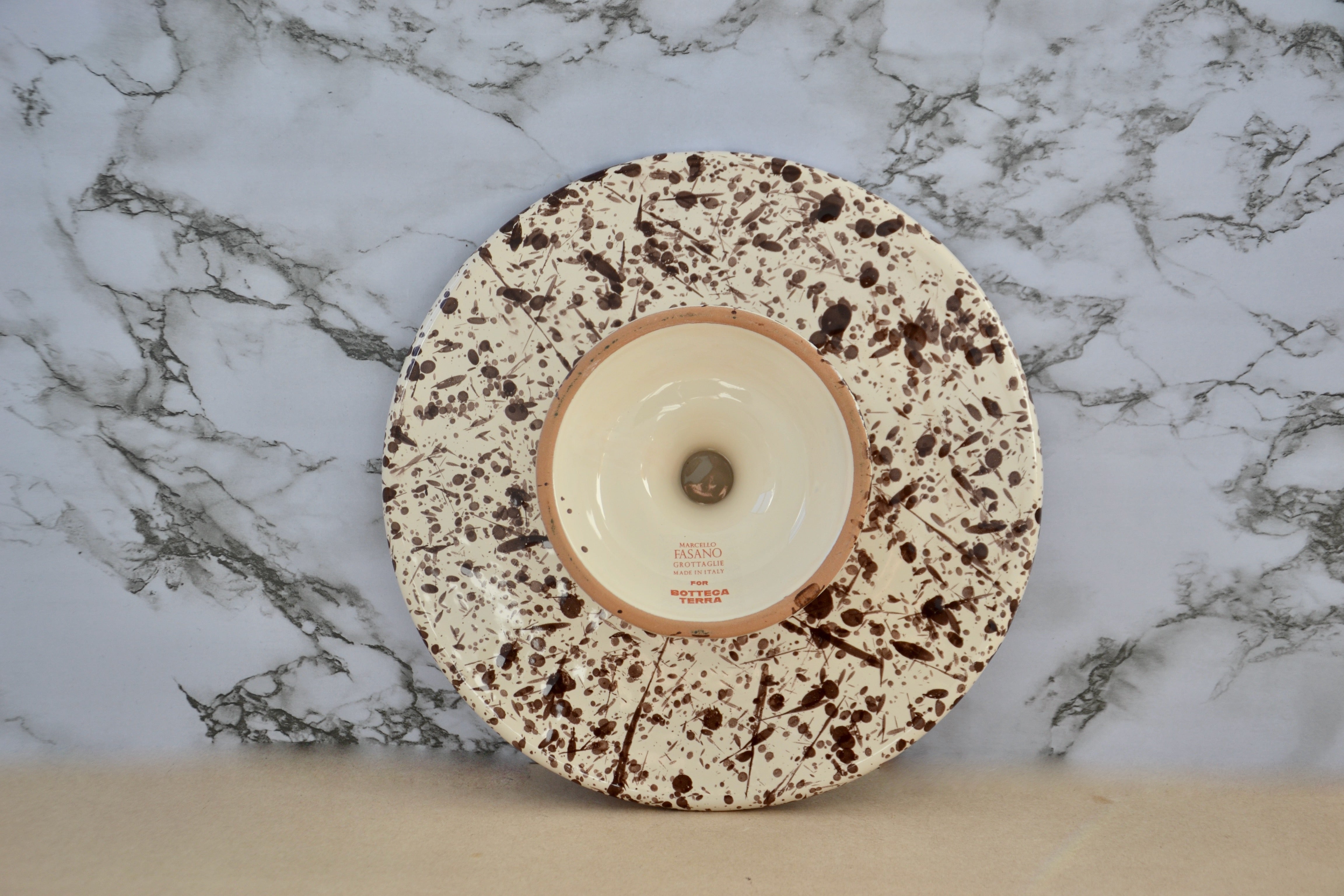 Ceramic Cake Stand, Cream and Brown