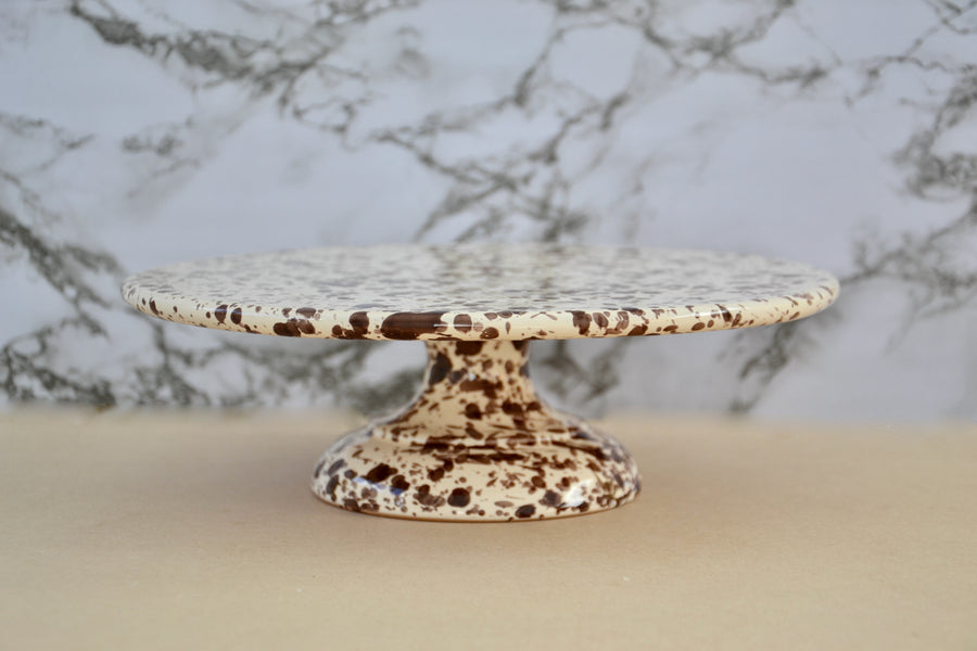 Ceramic Cake Stand, Cream and Brown