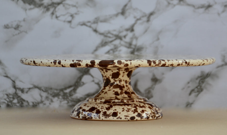 Ceramic Cake Stand, Cream and Brown