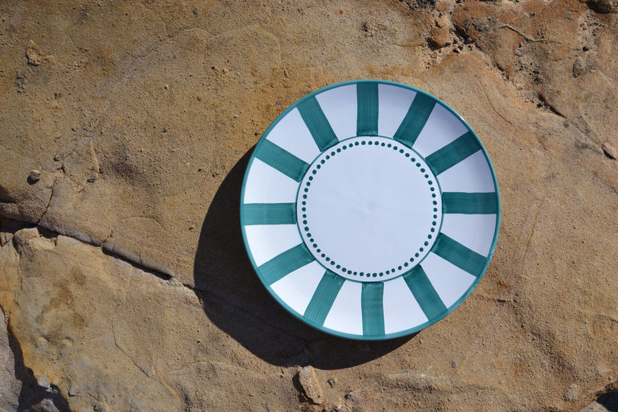 Green Stripes Dinner Plate