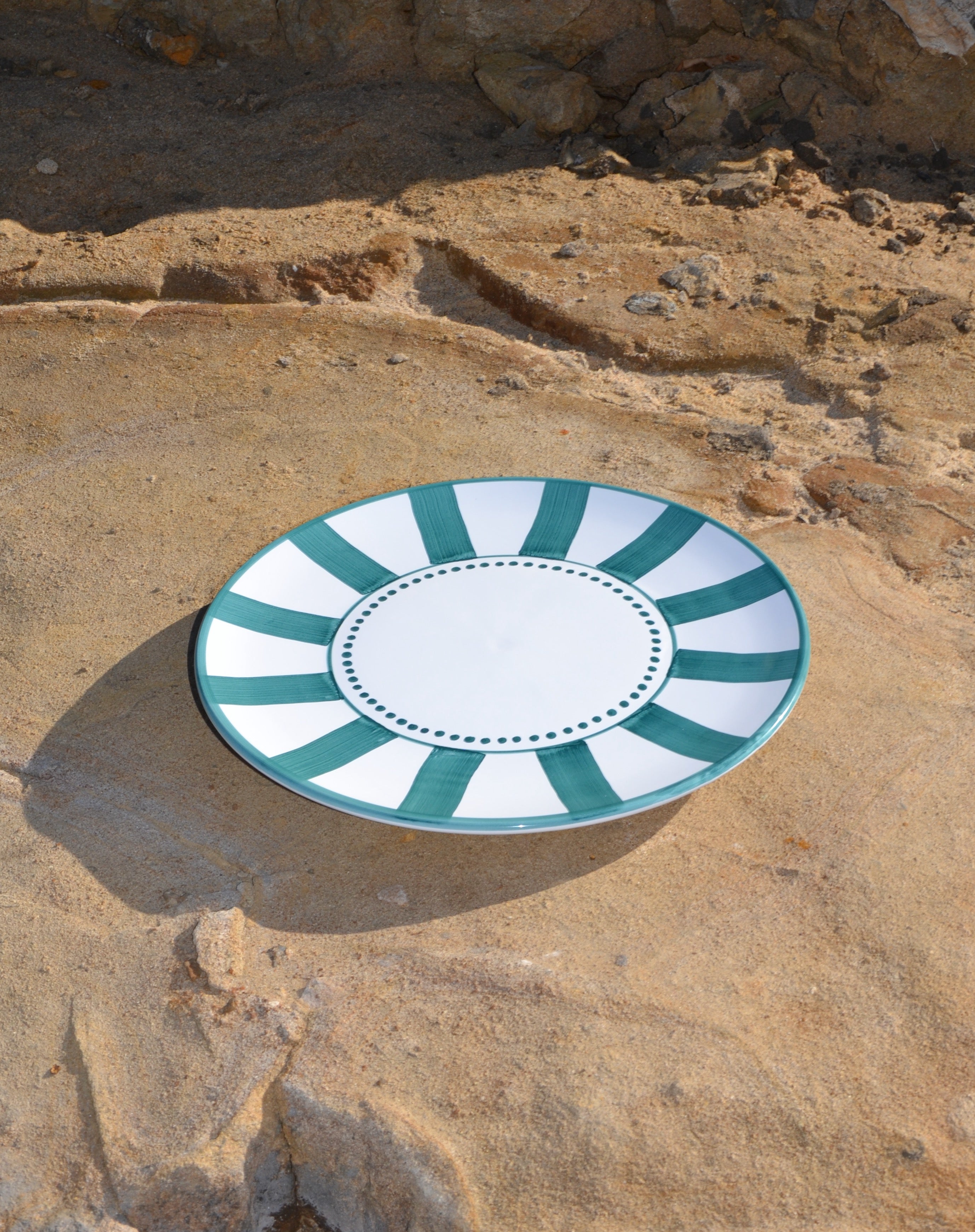 Green Stripes Dinner Plate