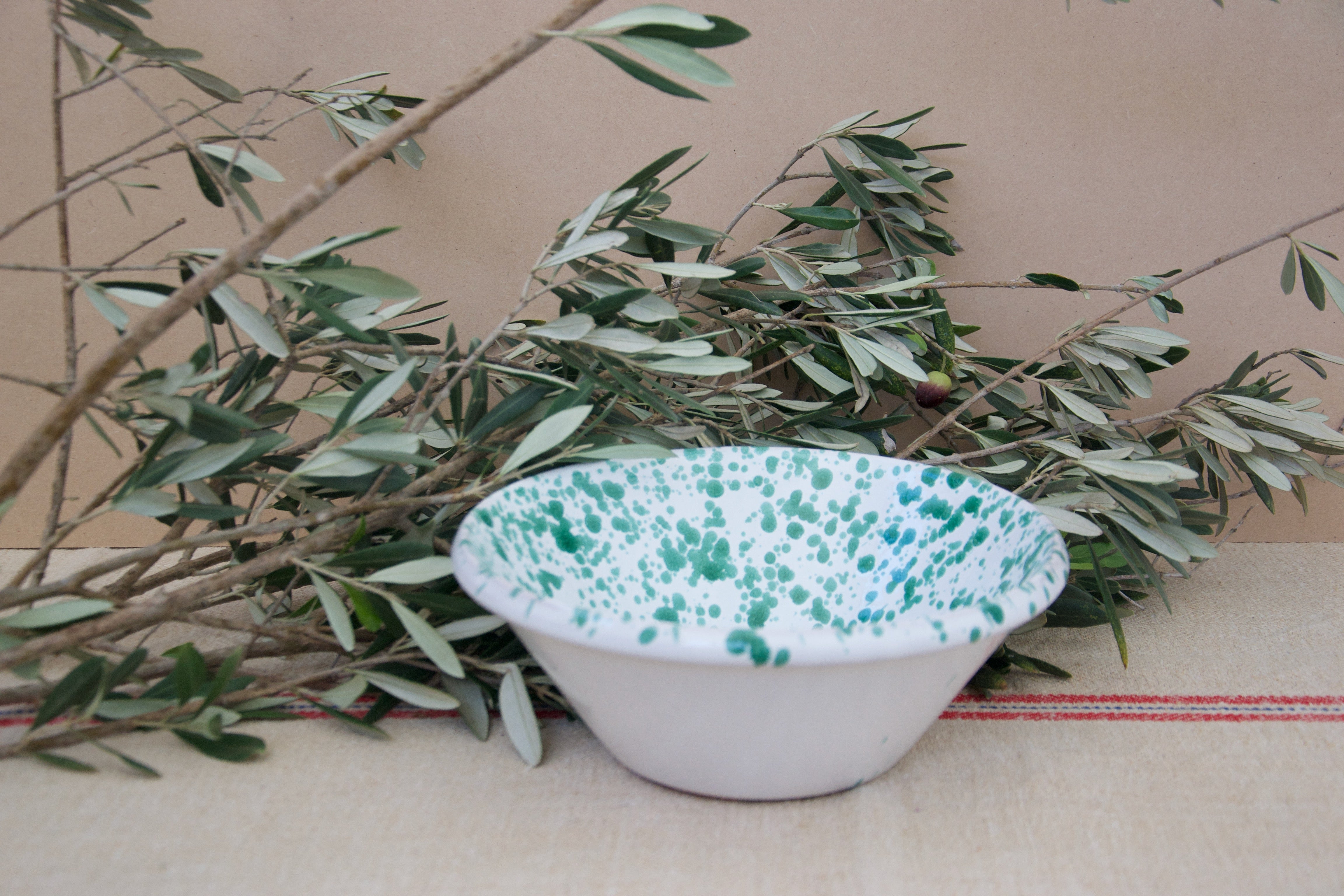 Large Mediterranean Serving Bowl, Green