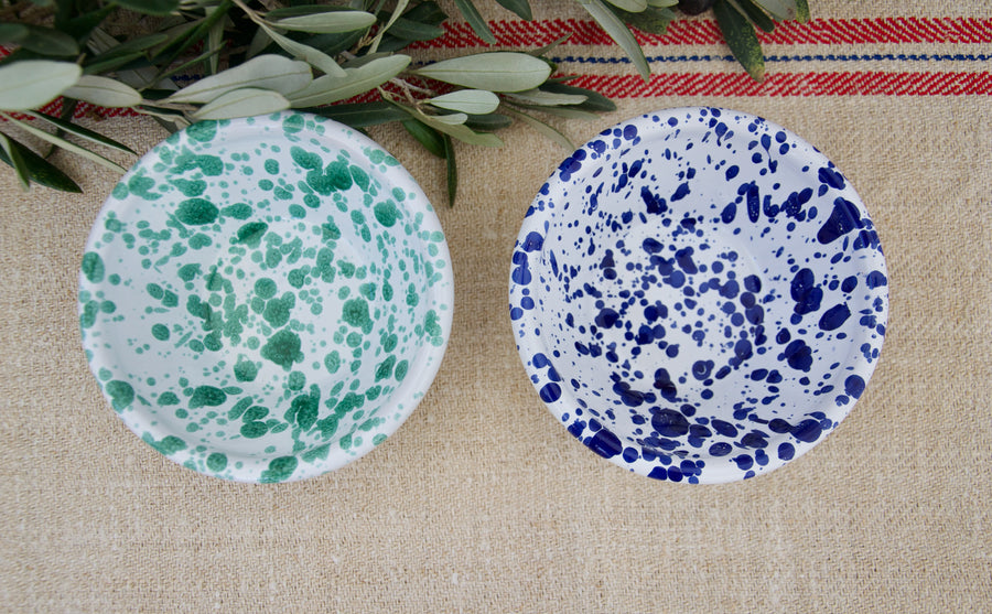 Set of Two Small Ceramic Serving Bowls, Blue & Green