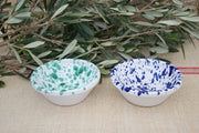 Set of Two Small Ceramic Serving Bowls, Blue & Green