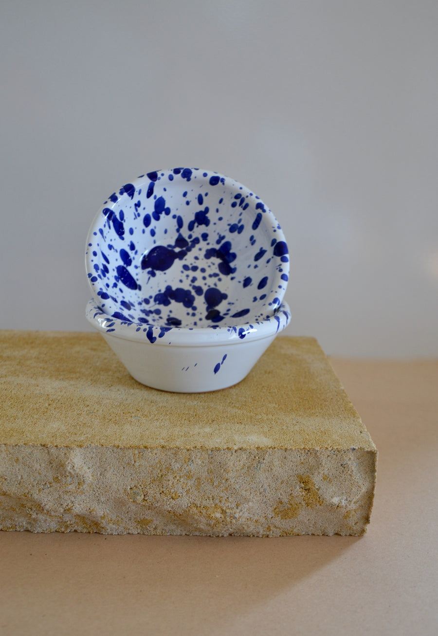 Set of Two Small Ceramic Serving Bowls, Blue