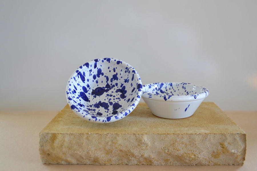 Set of Two Small Ceramic Serving Bowls, Blue