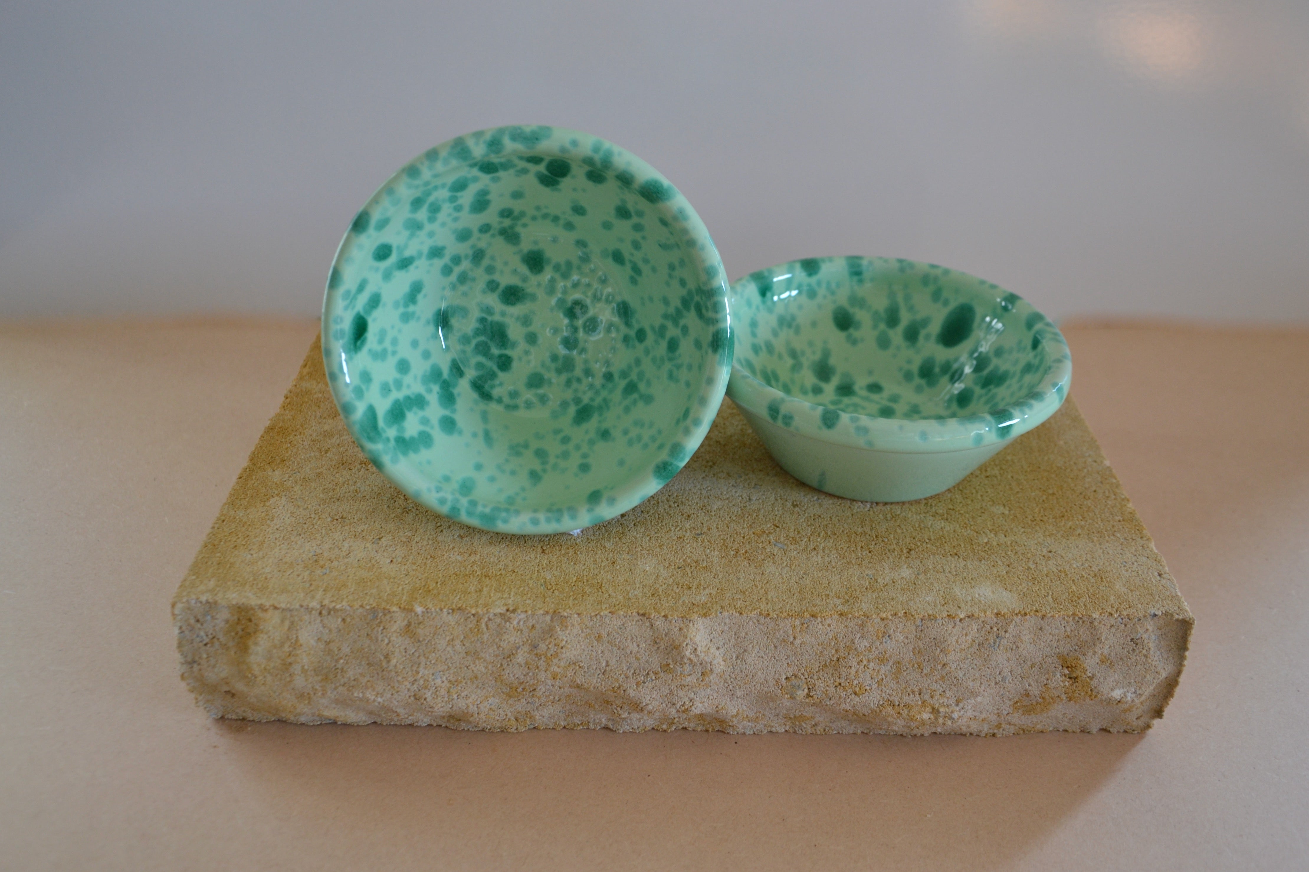Set of Two Small Ceramic Serving Bowls, Matcha