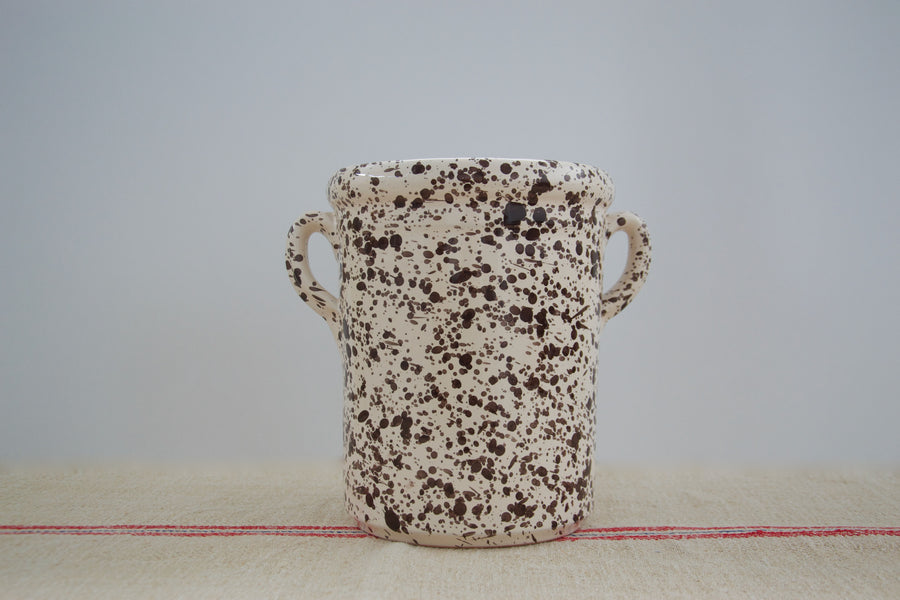 Speckled Ceramic Bottle Cooler, Cream and Brown