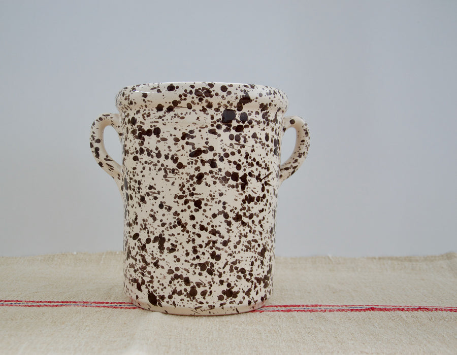 Speckled Ceramic Bottle Cooler, Cream and Brown
