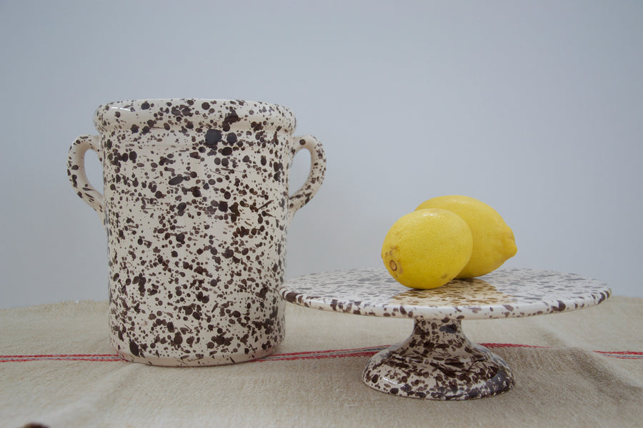 Speckled Ceramic Bottle Cooler, Cream and Brown