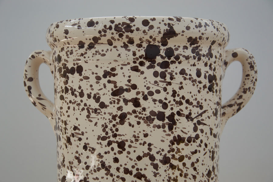 Speckled Ceramic Bottle Cooler, Cream and Brown