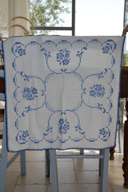 One-of-a-kind vintage cotton sourdough cloth with blue pattern