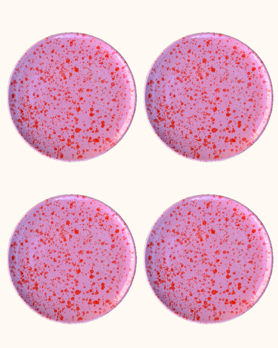 Pink Speckled Dinner Plates - Set of Four