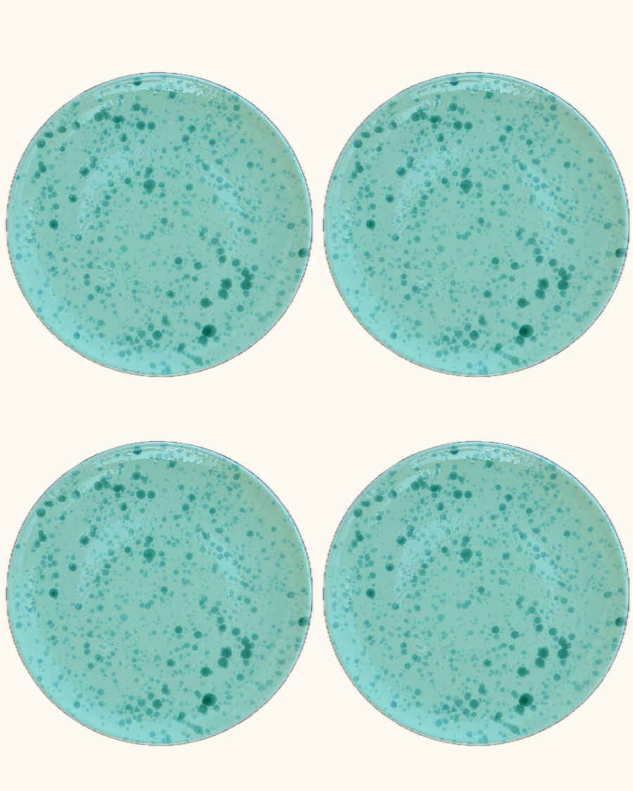 Green Speckled Dinner Plates - Set of Four