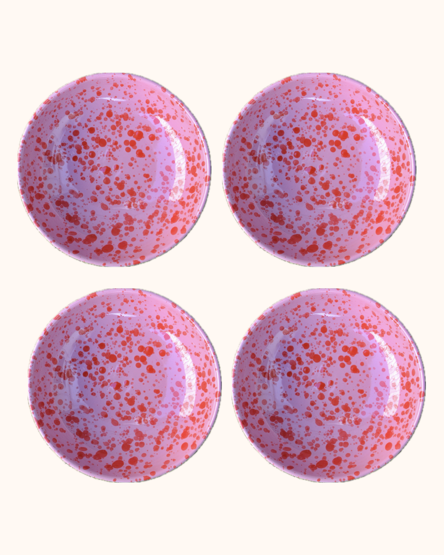 Pink Speckled Pasta Bowls - Set of Four