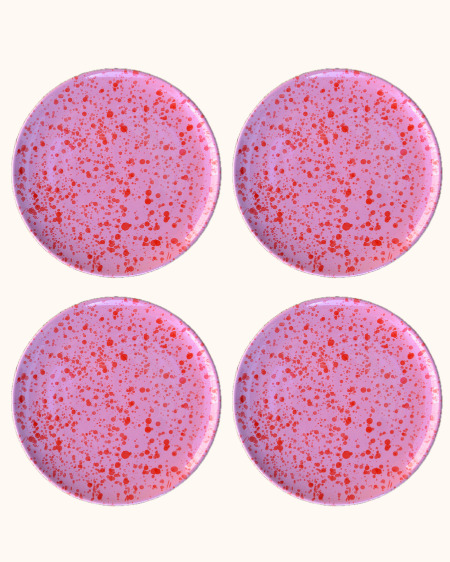 Pink Speckled Dinner Plates - Set of Four