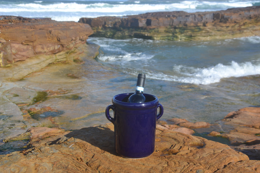 Ceramic Bottle Cooler, Blue