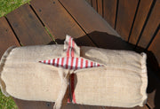 VINTAGE GRAIN SACK BOLSTER CUSHION 50x20 cm