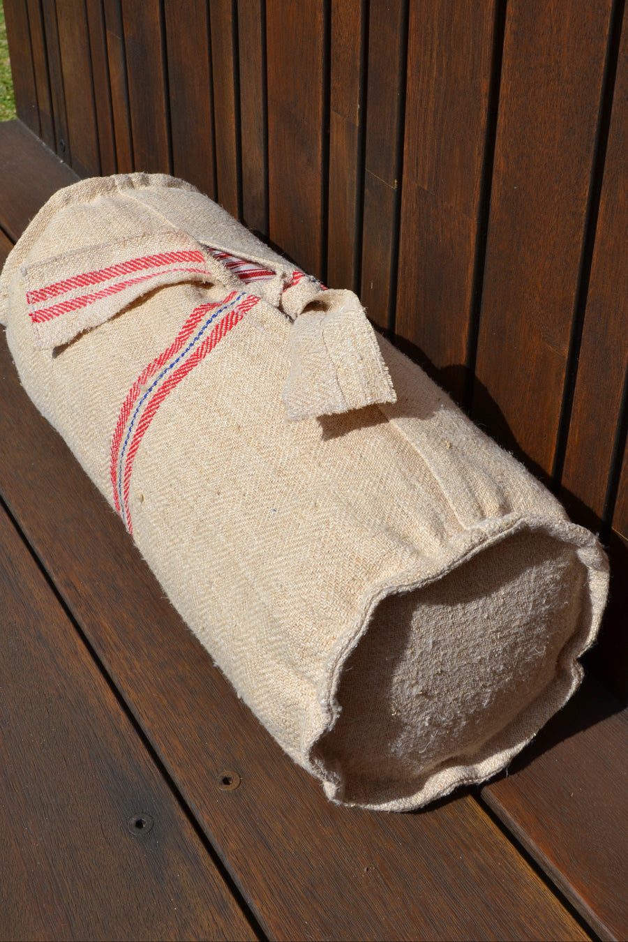 VINTAGE GRAIN SACK BOLSTER CUSHION 50x20 cm