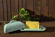 Large Speckled Butter Dish, Green