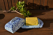 Large Speckled Butter Dish, Blue