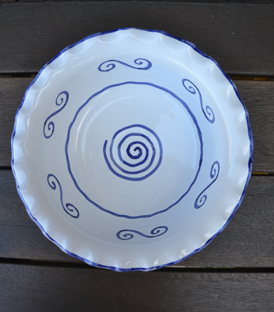 Ceramic Fruit Stand, Blue Waves