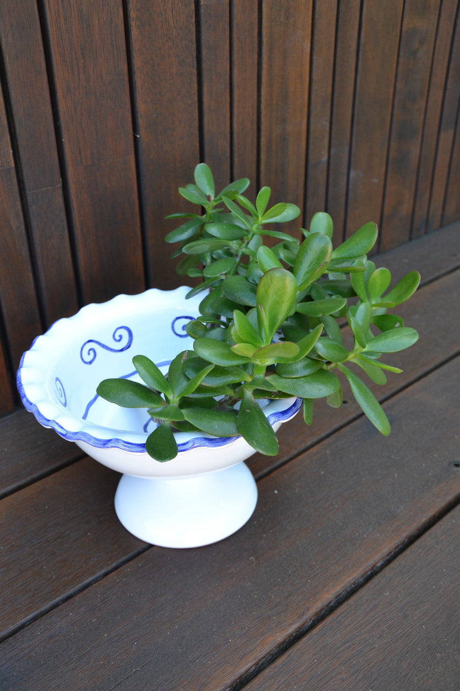 Ceramic Fruit Stand, Blue Waves