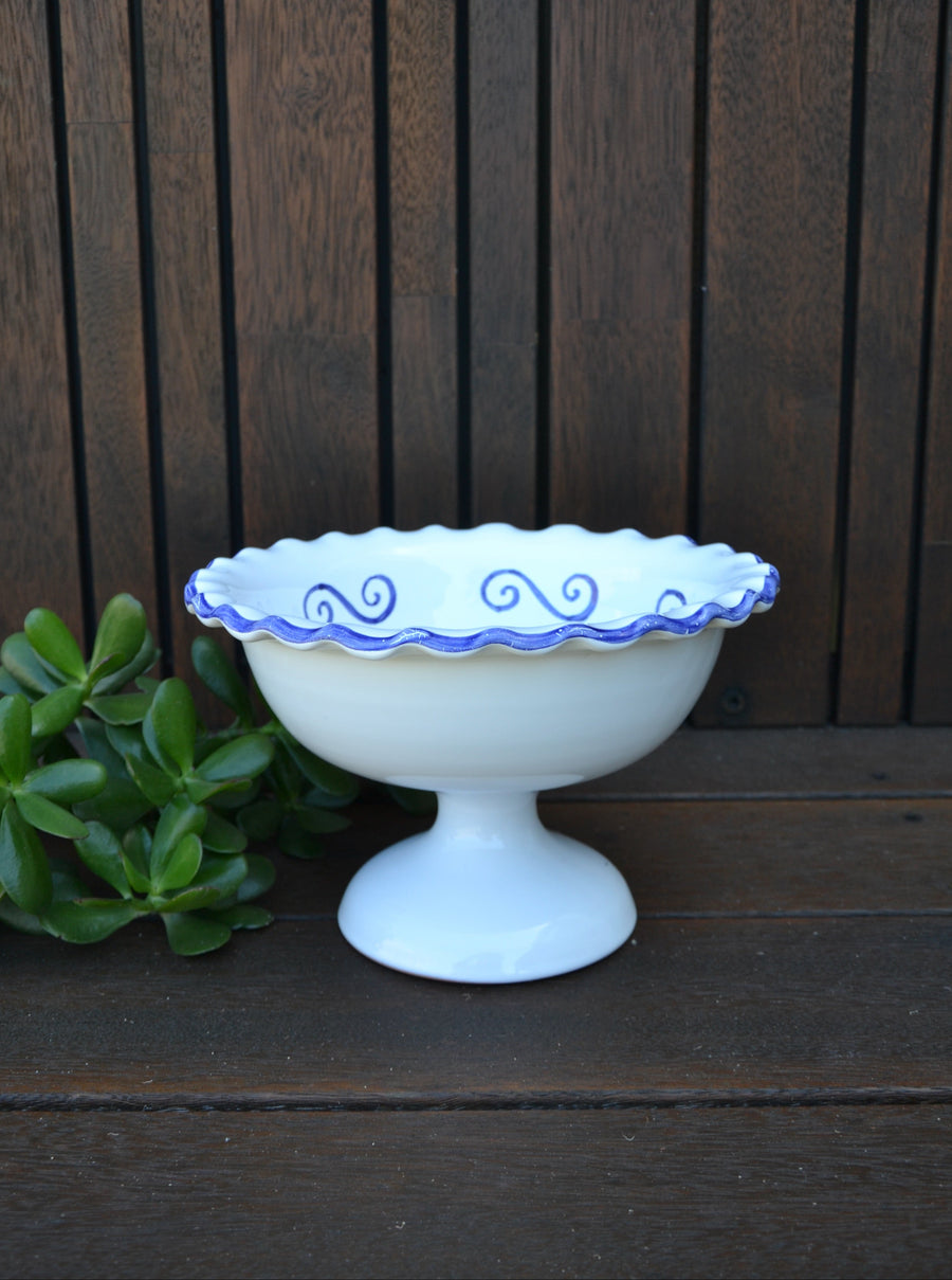 Ceramic Fruit Stand, Blue Waves
