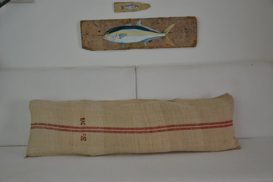Antique Italian Red Stripe Grain Sack, circa 1930s