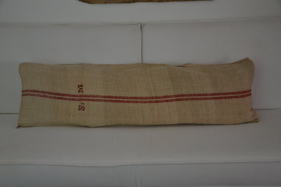 Antique Italian Red Stripe Grain Sack, circa 1930s