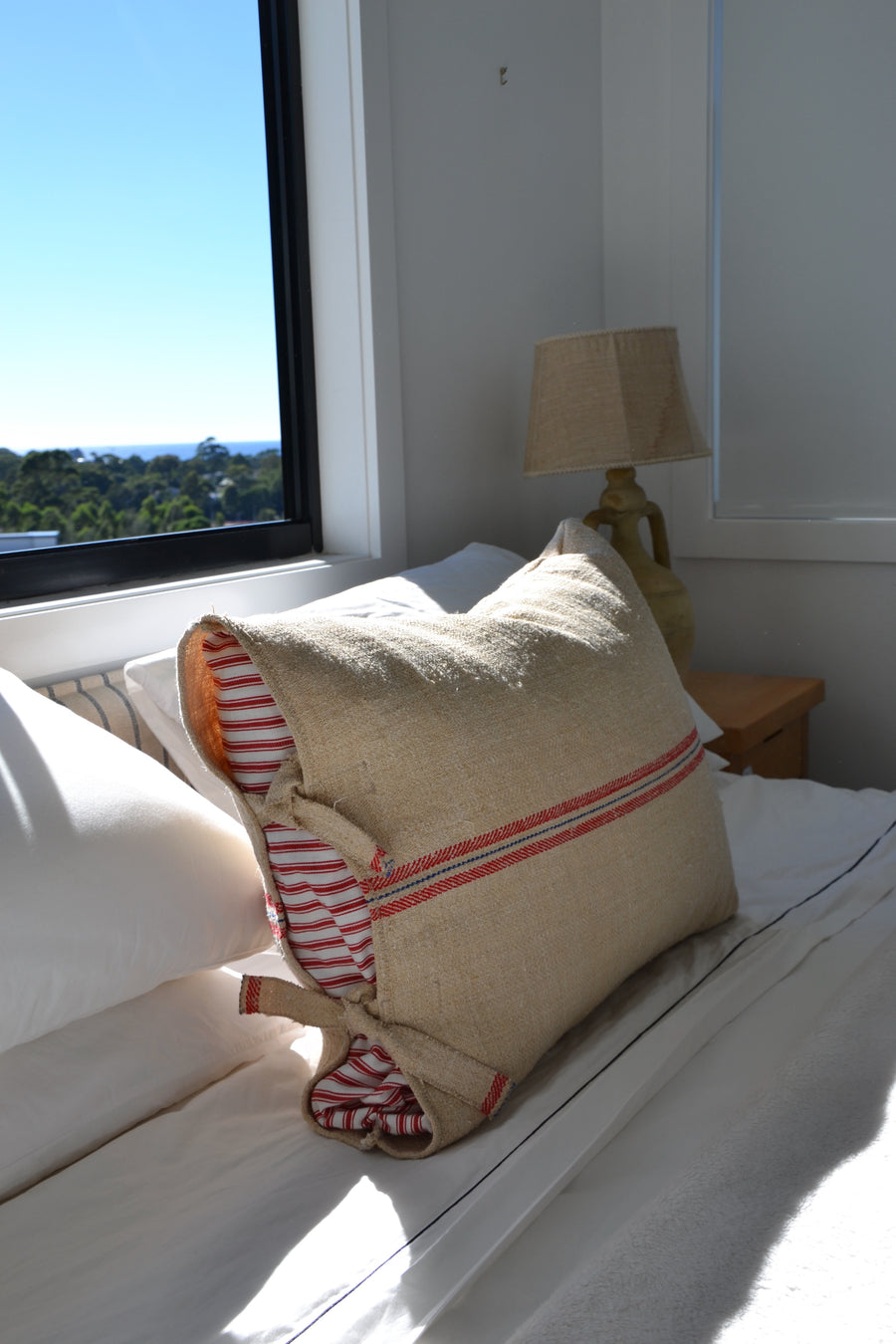 VINTAGE GRAIN SACK CUSHION 63 x 50 cm