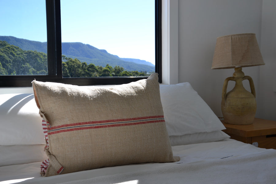 VINTAGE GRAIN SACK CUSHION 63 x 50 cm