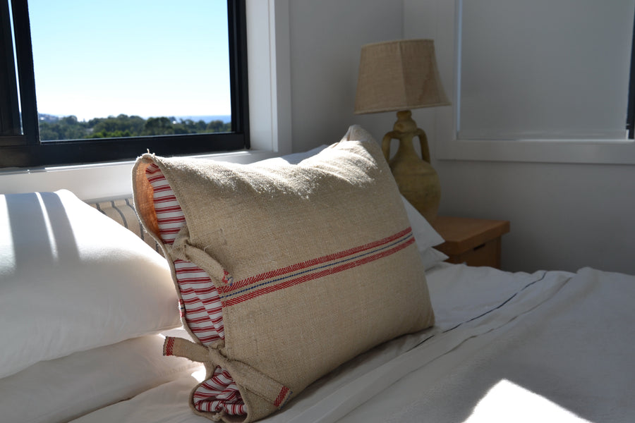 VINTAGE GRAIN SACK CUSHION 63 x 50 cm