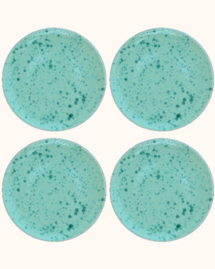 Green Speckled Dinner Plates - Set of Four