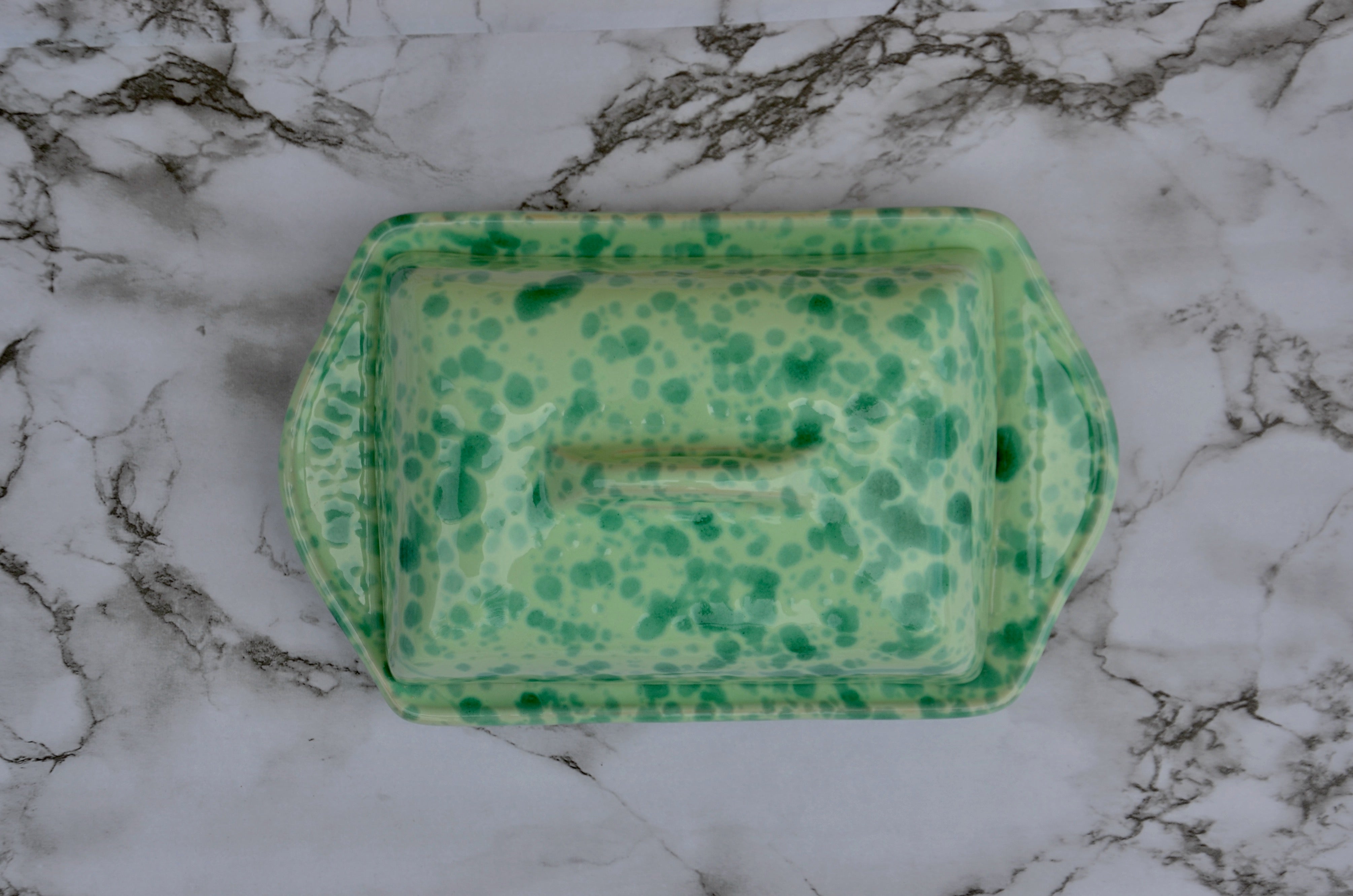 Large Speckled Butter Dish, Matcha