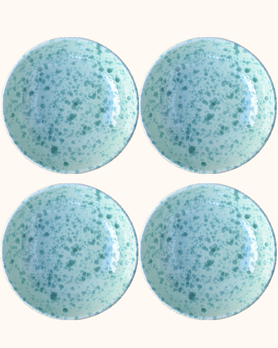 Green Speckled Pasta Bowls - Set of Four