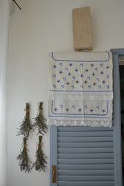 Vintage Italian tea towel with stars and flowers from Puglia
