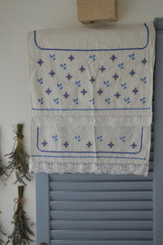 Handmade vintage Italian tea towel with stars and flowers