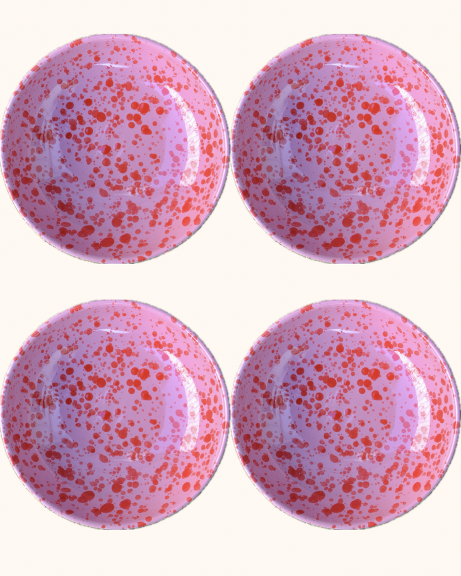 Pink Speckled Pasta Bowls - Set of Four