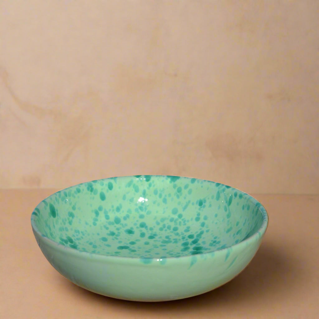 Green Speckled Pasta Bowls - Set of Four