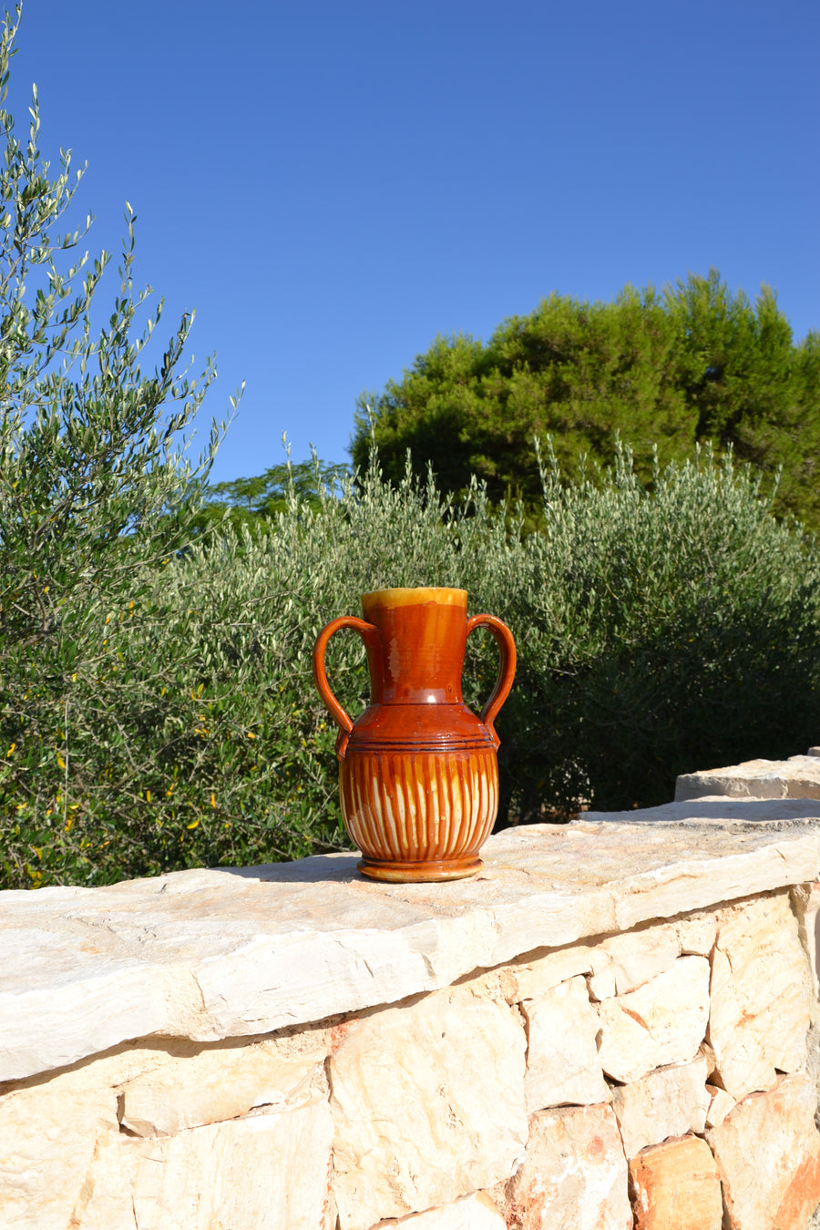 RARE 19TH CENTURY ITALIAN BROWN STRIPED VASE