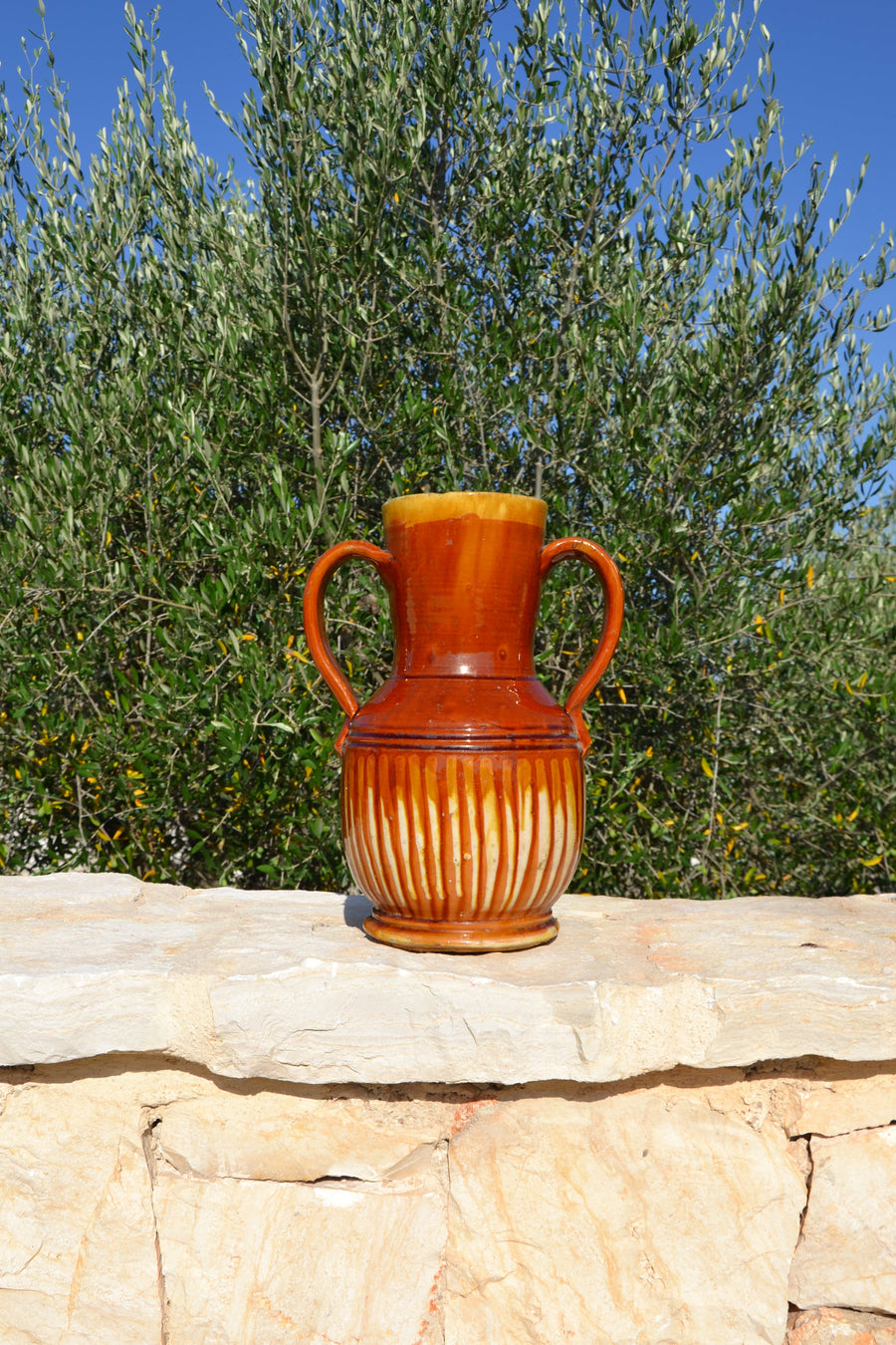 RARE 19TH CENTURY ITALIAN BROWN STRIPED VASE