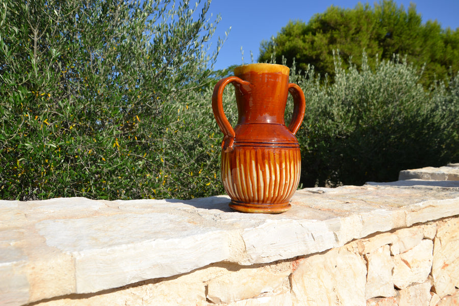 RARE 19TH CENTURY ITALIAN BROWN STRIPED VASE